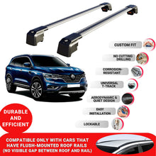 Roof Bars Rack for Renault Koleos 2017+ Lockable Rail Carrier 2 Pcs Grey