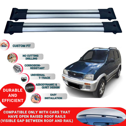 Roof Racks Cross Bars For Daihatsu Terios 1997-2005 2 Pcs Grey