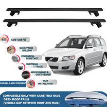Roof Rack Cross Bars for Volvo V50 Estate 2004-2013 Rail Carrier for Roof Tents 2 Pcs Black