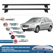 Lockable Roof Rack Cross Bars for Mercedes C Class S203 SW 2000-2007 | Heavy Duty Rail Carrier 2 Pcs Black