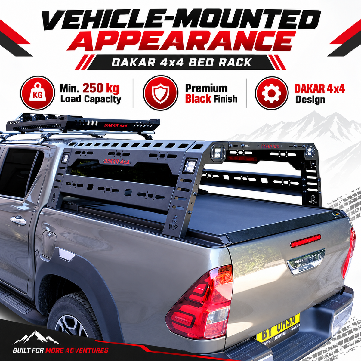 Nissan Navara NP300 2006 on bed rack, black steel tent roll bar - view 12