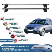 Lockable Roof Rack Cross Bars for Skoda Roomster Scout 2007-2015 | Heavy Duty Rail Carrier 2 Pcs Grey