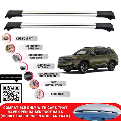 Roof Rack Cross Bars for Subaru Foroster 2024+ Lockable Roof Bars 2 Pcs Grey
