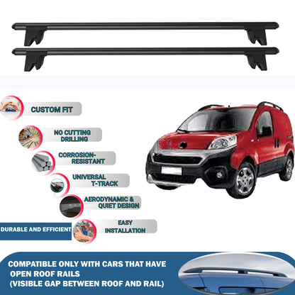 Lockable Car Roof Rack Cross Bars for Fiat Fiorino/Qubo Van 2007-2024 4Pcs Black