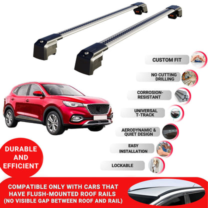 Roof Bars Rack for Mg EHS (AS23) 2019+ Lockable Rail Carrier 2 Pcs Grey