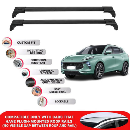 2X Car Roof Bars for Forting T5 Evo 2020+ Lockable Roof Rack Cross Bars Black