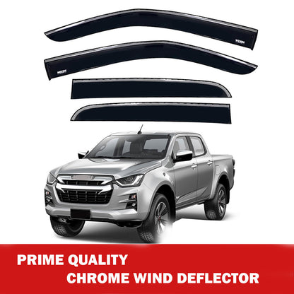 Chrome Window Wind Deflector for Isuzu D-Max 2021 Onward Rain Guard Visors 4 pcs