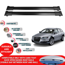 Roof Racks Cross Bars For Audi A6 Allroad Estate 2006-2011 2 Pcs Black