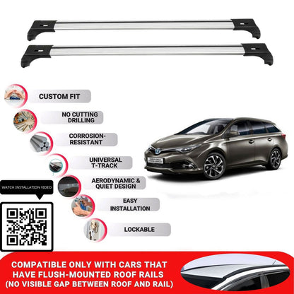Roof Bars for Toyota Auris 2013-2019 Lockable Roof Rack Cross Bars 2 Pcs Grey
