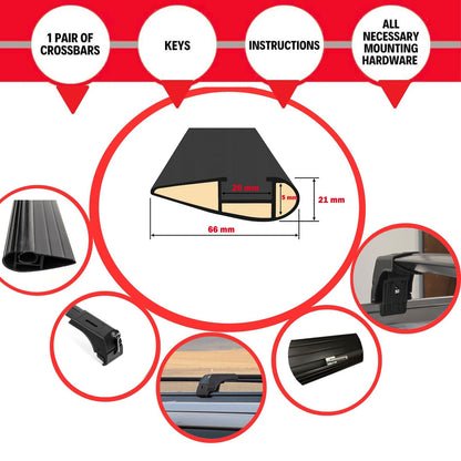 Roof Bars for Audi Q5 2017+ Lockable Roof Rack Cross Bars 2 Pcs Black