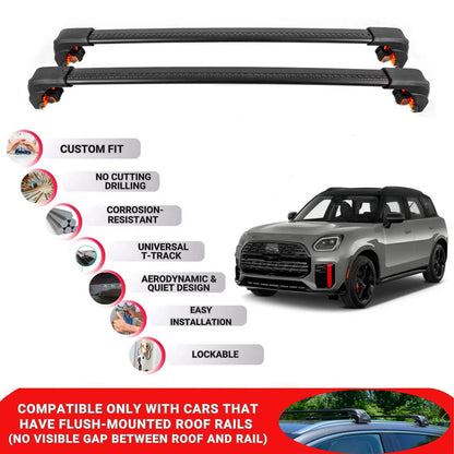 Premium Roof Bars For Mini Countryman 2025+ Roof Rack Cross Bars Secure Black