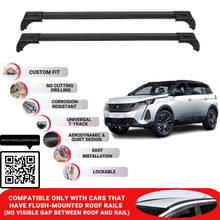 Roof Bars for Peugeot 5008 2017-2024 Lockable Roof Rack Cross Bars 2 Pcs Black