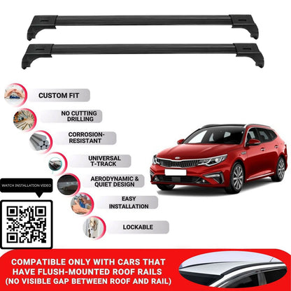 Roof Bars for Kia Optima Sportswagon 2017+ Lockable Roof Rack Cross Bar 2 Pcs Black