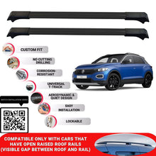 Roof Rack Cross Bars for Vw T-Roc 2018+ Lockable Roof Bars 2 Pcs Black