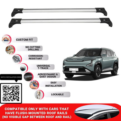 Roof Bars for Kia Ev5 2024+ Lockable Roof Rack Cross Bars 2 Pcs Grey