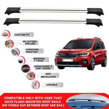 2X Car Roof Rack Cross Bars for Renault Kangoo KFK 2021+ Lockable Roof Bars Grey