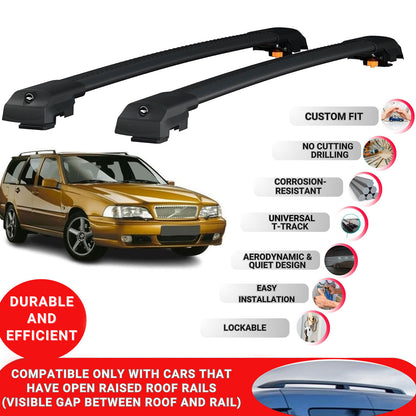 Roof Bar for Volvo XC70 1998-2000 Lockable Roof Rack Cross Bars 2 Pcs Black