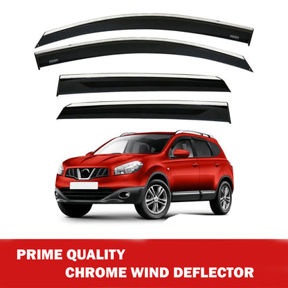 Chrome Car Wind Deflector Set for Nıssan Qashqai 2007-2013 - Rain Guard 4 pcs