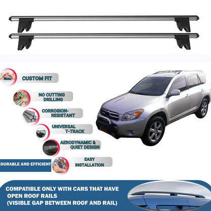 Lockable Roof Rack Cross Bars for Toyota Rav4 XA 2006-2012 | Heavy Duty Rail Carrier 2 Pcs Grey