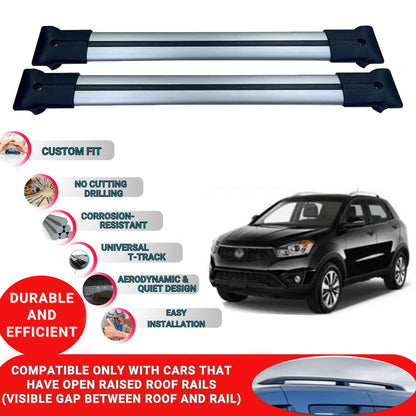 Roof Racks Cross Bars For Ssangyong Korando C200 2010-2019 2 Pcs Grey