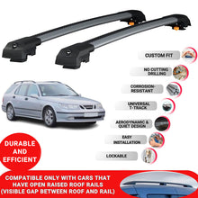 Roof Bar for Saab 9-3 SWAGON Estate 2006-2012 Lockable Roof Rack Cross Bars 2 Pcs Grey