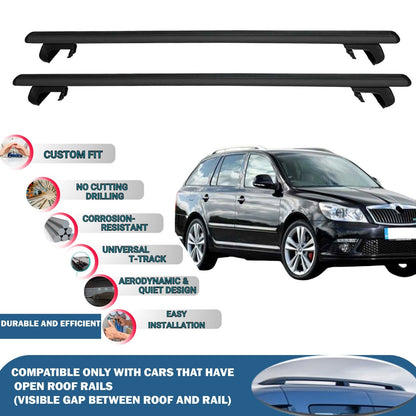 Roof Rack Cross Bars for Skoda Octavia Wagon 2005-2013 Rail Carrier for Roof Tents 2 Pcs Black