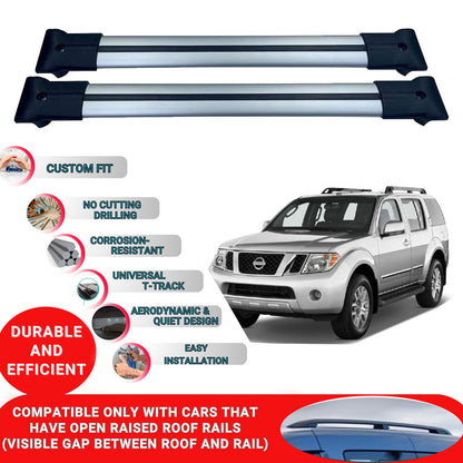 Roof Racks Cross Bars For Nissan Pathfinder R51 2005-2013 2 Pcs Grey