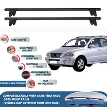 Lockable Roof Rack Cross Bars for Kia Sorento BL 2002-2009 | Heavy Duty Rail Carrier 2 Pcs Black