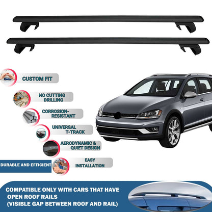 Roof Rack Cross Bars for Volkswagen Golf Alltrack 2015-2023 Rail Carrier for Roof Tents 2 Pcs Black