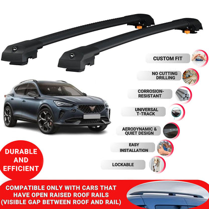 Roof Bar for Cupra Formentor 2020-2024 Lockable Roof Rack Cross Bars 2 Pcs Black
