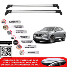 Roof Bars for Nissan Qashqai J12 2021+ Lockable Roof Rack Cross Bars 2 Pcs Grey