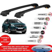 Roof Bar for Peugeot 2008 2013-2019 Lockable Roof Rack Cross Bars 2 Pcs Black