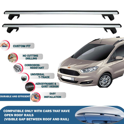 Roof Rack Cross Bars for Ford Tourneo Combi Courier 2014-2023 Rail Carrier for Roof Tents 2 Pcs Grey