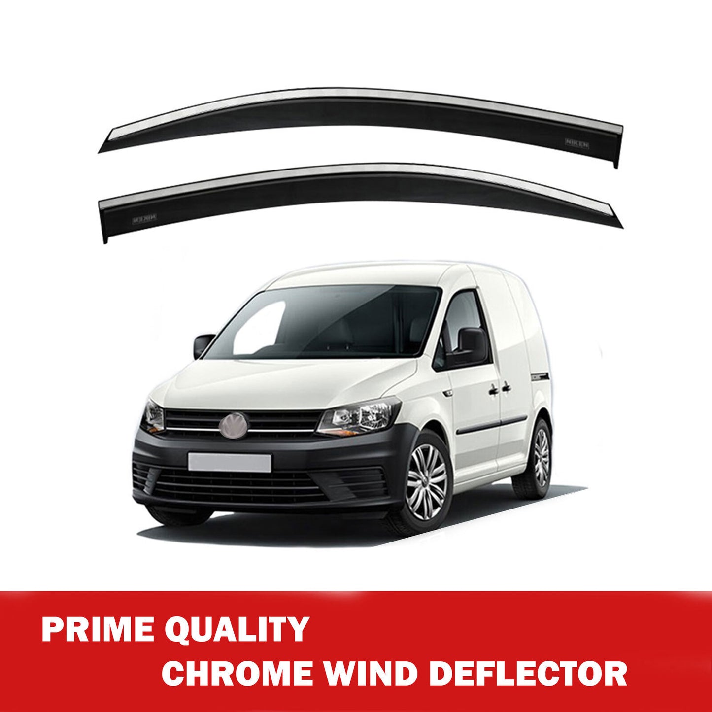 Chrome Window Wind Deflector for Vw Caddy 2003 Onwards Rain Guard Visors 2 pcs