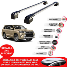 Roof Bars Rack for Lexus LX (J200) 2016+ Lockable Rail Carrier 2 Pcs Grey