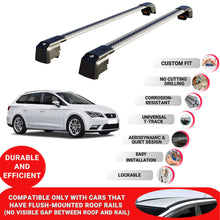 Roof Bars Rack for Seat Leon ST 2013-2020 Lockable Rail Carrier 2 Pcs Grey