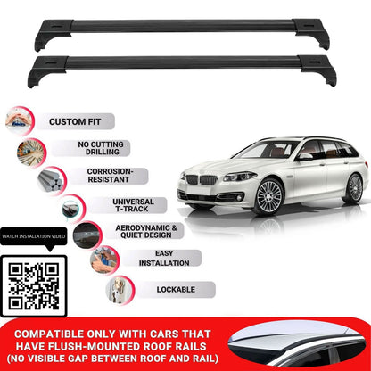 Roof Bars for Bmw 5 Series Touring F11 2010-2017; Roof Rack Cross Bars 2 Pcs Black