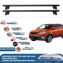 Lockable Roof Rack Cross Bars for Ssangyong Korando 2010-2019 | Heavy Duty Rail Carrier 2 Pcs Black