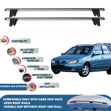 Lockable Roof Rack Cross Bars for Nissan Primera Estate 1996-2003 | Heavy Duty Rail Carrier 2 Pcs Grey