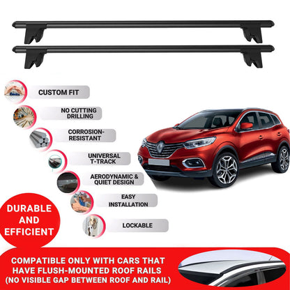 Premium Roof Bars for Renault Kadjar 2016-2022 Roof Rack Cross Bars 2 Pcs Black