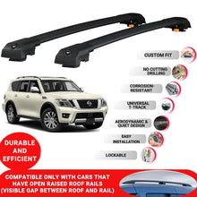 Roof Bar for Nissan Armada (Y62) 2017-2020 Lockable Roof Rack Cross Bars 2 Pcs Black