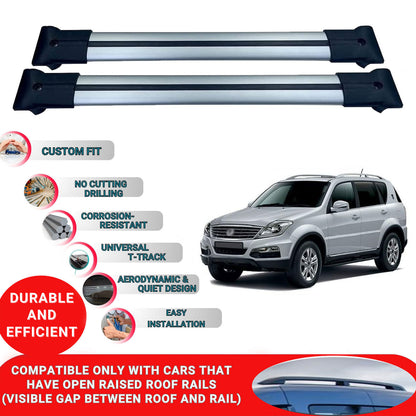 Roof Racks Cross Bars For Ssangyong Rexton Y290 2012-2017 2 Pcs Grey
