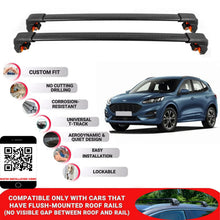 Premium Roof Bars For Ford Kuga Suv 2020+ Secure Roof Rack Cross Bar 2 Pcss Black