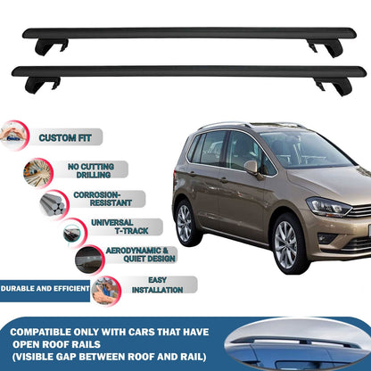 Roof Rack Cross Bars for Volkswagen Golf 7 Sportsvan 2014-2021 Rail Carrier for Roof Tents 2 Pcs Black