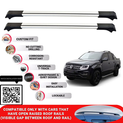 Roof Rack Cross Bars for Vw Amarok 2010-2022 Lockable Roof Bars 2 Pcs Grey