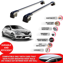 Roof Bars Rack for Renault Megane Grand T. 2016-2023 Lockable Rail Carrier 2 Pcs Grey