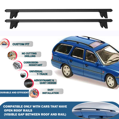 Lockable Roof Rack Cross Bars for Ford Mondeo Turnier/Estate 1993-2000 | Heavy Duty Rail Carrier 2 Pcs Black