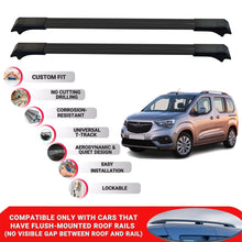 2X Car Roof Rack Cross Barfor Vauxhall Combo 2019-2022 Lockable Roof Bars Black