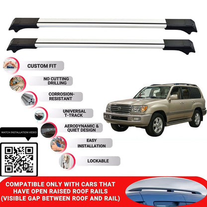 Roof Rack Cross Bars for Toyota Land Cruiser 120 2004-2009 Lockable 2 Pcs Grey