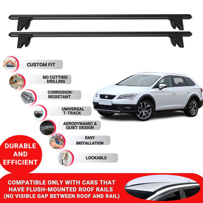 Premium Roof Bars for Seat Leon X-Perience 2015-2020 Roof Rack Cross Bars 2 Pcs Black